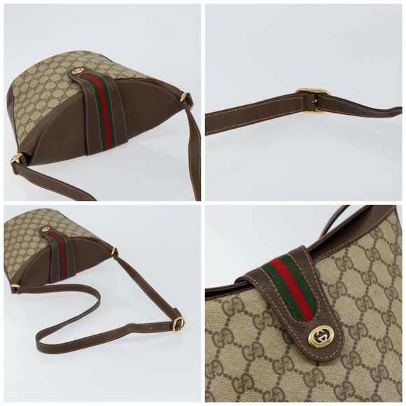 GUCCI GG Supreme Web Sherry Line Bag PVC Leather Beige 40 02 081 Auth BA7253 - Picture 16 of 16